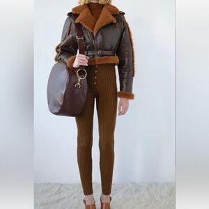 FRAME Pants Rib Legging Brown Women 100% Wool Size XS $ 378